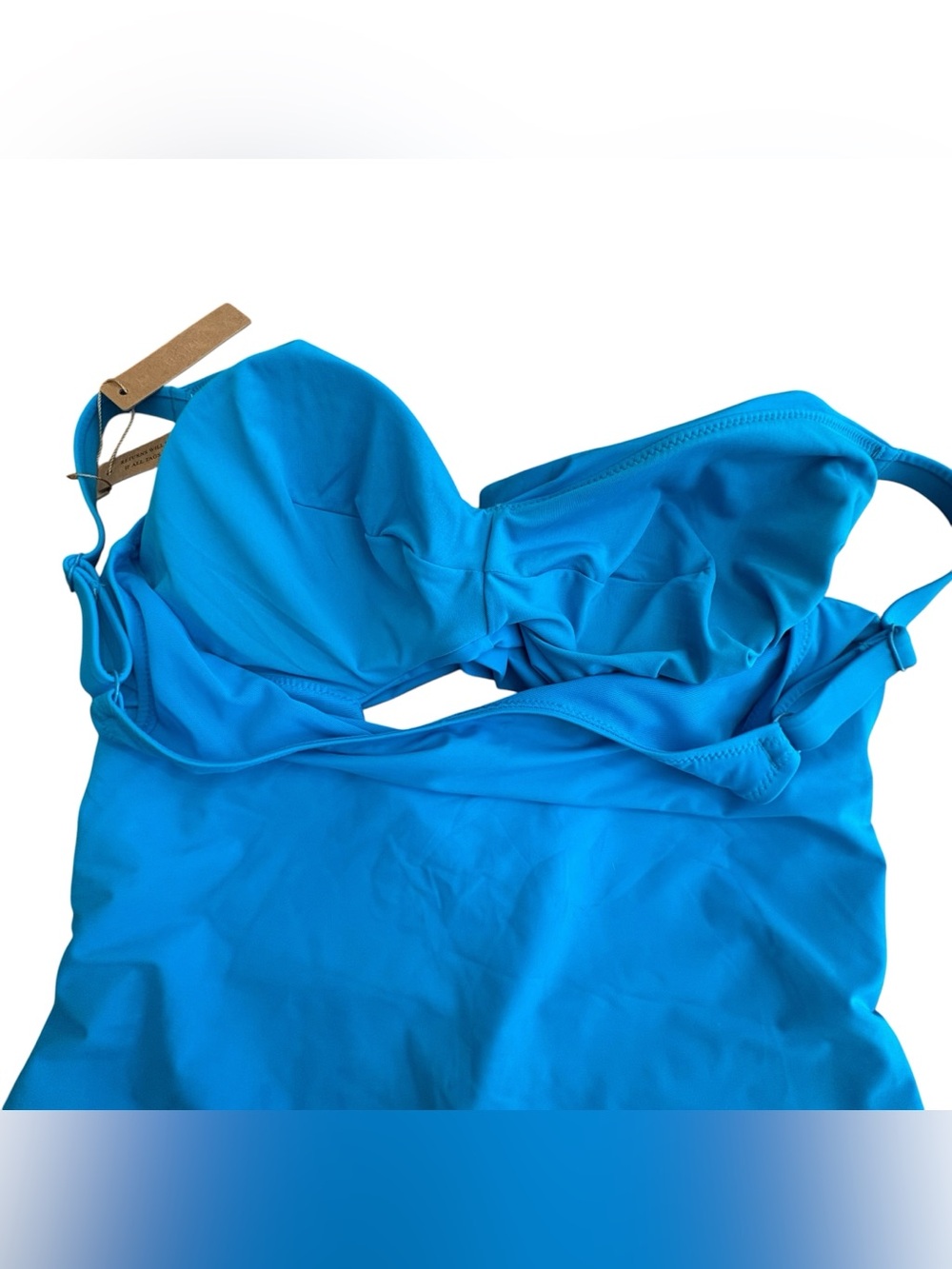 NWT Shapellx One-Piece L Swimsuit Turquoise Blue Ruching Adjustable Straps - Picture 6 of 9